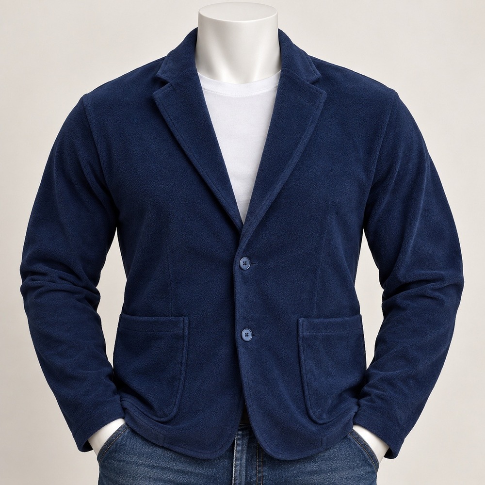 Banana Republic Mens Navy Blue Fleece Knit Blazer Sport Coat Large